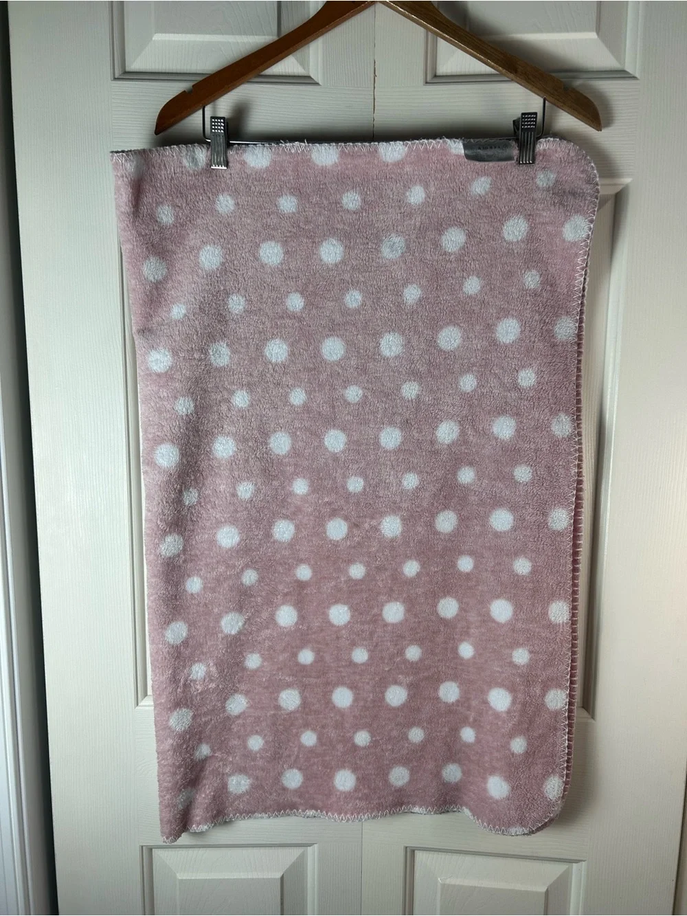 Amari Baby & Nursery Pink White Baby Blanket Polka Dots Stitched Edge Lovey